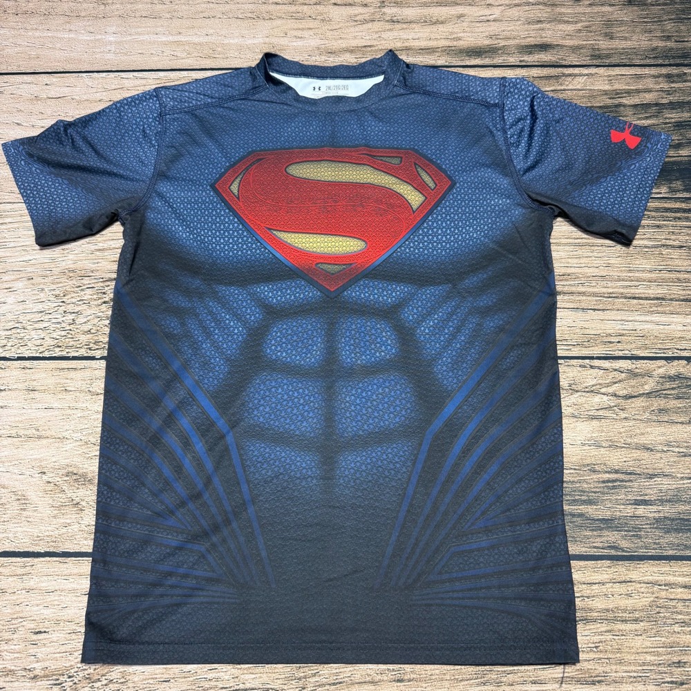 Under Armour Superman Compression Shirt Men 2XL Blue Man of Steel HeatGear DC